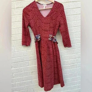 Matilda Jane Arianna Paisley Print Tie Waist Dress Size Small